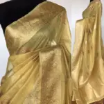 Yellow Tissue Silk Saree with Gold and Silver Zari Buttas - Image 2