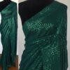 Bottle Green Georgette Saree with Embroidered Sequins