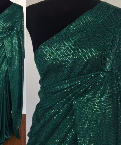 Bottle Green Georgette Saree with Embroidered Sequins