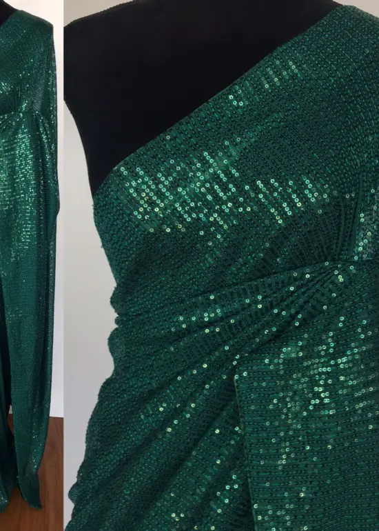 Bottle Green Georgette Saree with Embroidered Sequins