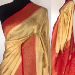Beige Muga Silk Saree with Antique Gold Zari and Patola Weaves - Image 5