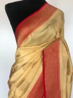 Beige Muga Silk Saree with Antique Gold Zari and Patola Weaves - Image 8