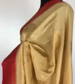 Beige Muga Silk Saree with Antique Gold Zari and Patola Weaves - Image 10