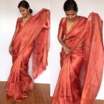 Red Pure Tussar Silk Saree - Image 5