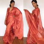 Red Pure Tussar Silk Saree - Image 4