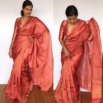 Red Pure Tussar Silk Saree