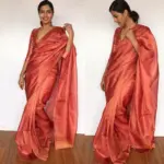 Red Pure Tussar Silk Saree - Image 3