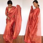 Red Pure Tussar Silk Saree - Image 2