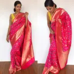 Hot Pink Banarasi Silk Saree with Pan Patola Weaves