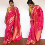 Hot Pink Banarasi Silk Saree with Pan Patola Weaves - Image 3