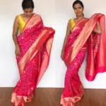 Hot Pink Banarasi Silk Saree with Pan Patola Weaves - Image 6