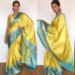 Yellow  Kora Silk Saree with Gold Zari Weaves - Image 3