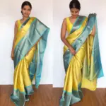 Yellow  Kora Silk Saree with Gold Zari Weaves - Image 4