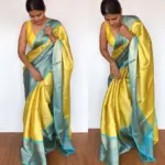 Yellow  Kora Silk Saree with Gold Zari Weaves