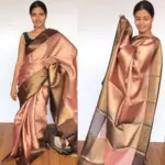Powder Pink Kora Silk Saree with Gold Zari Weaves - Image 4