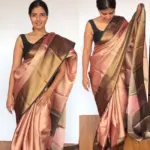 Powder Pink Kora Silk Saree with Gold Zari Weaves - Image 6