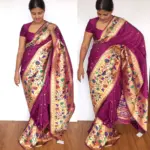 Magenta Banarasi Silk Saree with Paithani Weaves - Image 2