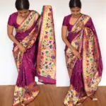 Magenta Banarasi Silk Saree with Paithani Weaves - Image 5