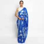 Blue Handpainted Pure Silk Saree - Image 2