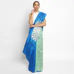 Multicolor Handpainted Pure Silk Saree - Image 2