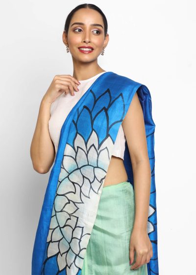 Multicolor Handpainted Pure Silk Saree