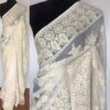 White Georgette Saree with Embroidery