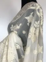 White Georgette Saree with Embroidery - Image 7