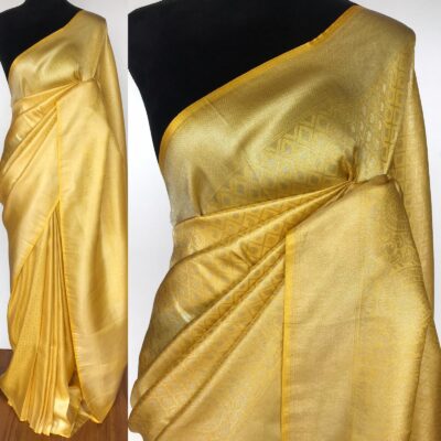 Butter Yellow Banarasi Silk Saree with Silver Zari Weaves