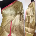 Yellow Tissue Silk Saree with zari weaves - Image 2