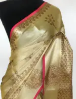 Yellow Tissue Silk Saree with zari weaves - Image 4