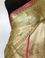 Yellow Tissue Silk Saree with zari weaves - Image 6