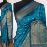 Blue Banarasi Soft Silk Saree with Antique Gold Zari Weaves