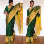 Bottle Green Mangalagiri Silk Saree - Image 3