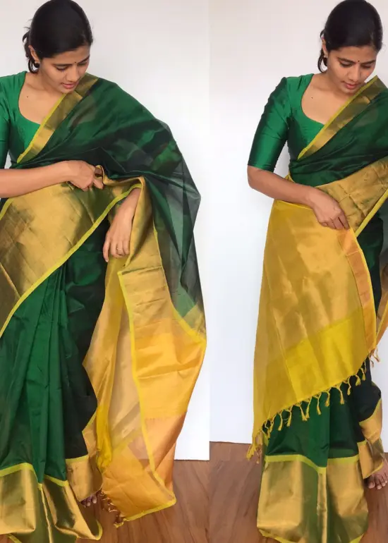 New Bottle Green Mangalagiri Silk Saree