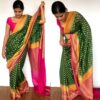 Bottle Green Banarasi Khaddi Georgette Saree with Antique Gold Zari Weaves