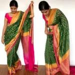 Bottle Green Banarasi Khaddi Georgette Saree with Antique Gold Zari Weaves