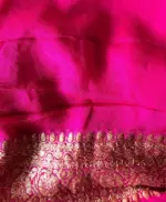 Bottle Green Banarasi Khaddi Georgette Saree with Antique Gold Zari Weaves - Image 5