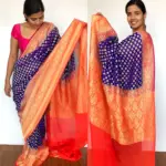 Royal Blue Banarasi Khaddi Georgette Saree with Antique Gold Zari Weaves - Image 2