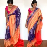 Royal Blue Banarasi Khaddi Georgette Saree with Antique Gold Zari Weaves - Image 3