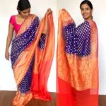 Royal Blue Banarasi Khaddi Georgette Saree with Antique Gold Zari Weaves - Image 4