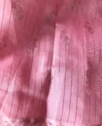Pink Organza Saree with Floral Prints - Image 7