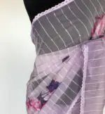 Lilac Organza Saree with Floral Prints - Image 7
