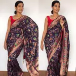 Navyblue Banarasi Silk Saree in Georgette with Beautiful Gharchola Weaves - Image 2