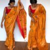 Mustard Banarasi Silk Saree in Georgette with Beautiful Gharchola Weaves