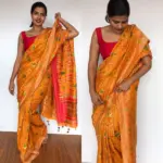 Mustard Banarasi Silk Saree in Georgette with Beautiful Gharchola Weaves - Image 5