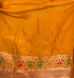 Mustard Banarasi Silk Saree in Georgette with Beautiful Gharchola Weaves - Image 6