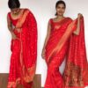 Red Banarasi Silk Saree in Georgette with Beautiful Patola Weaves