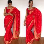 Red Banarasi Silk Saree in Georgette with Beautiful Patola Weaves - Image 2