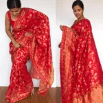 Red Banarasi Silk Saree in Georgette with Intricate Floral Zari Jaal - Image 4