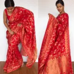 Red Banarasi Silk Saree in Georgette with Intricate Floral Zari Jaal - Image 3
